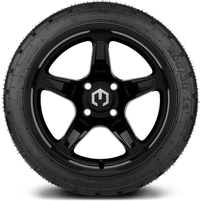 MODZ 14" Drift Glossy Black Wheels & Street Tires Combo