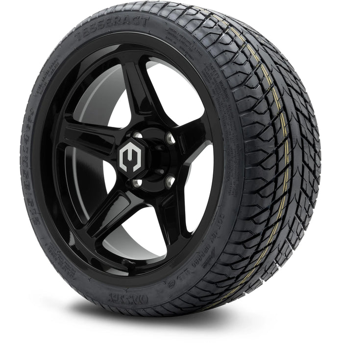 MODZ 14" Drift Glossy Black Wheels & Street Tires Combo