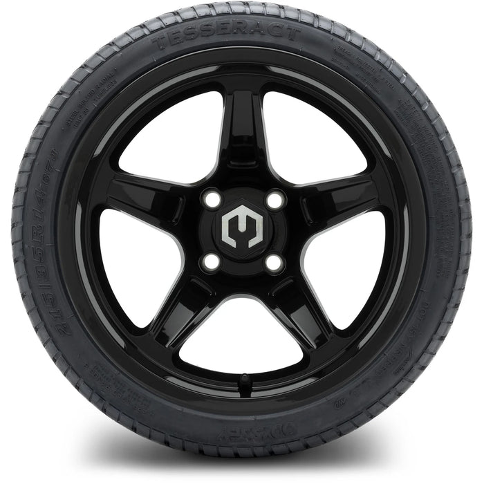 MODZ 14" Drift Glossy Black Wheels & Street Tires Combo