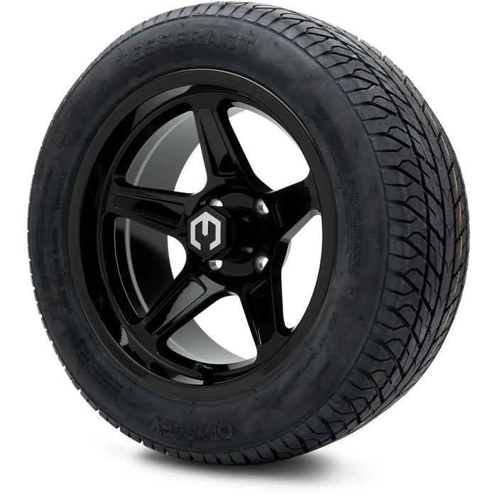 MODZ 14" Drift Glossy Black Wheels & Street Tires Combo