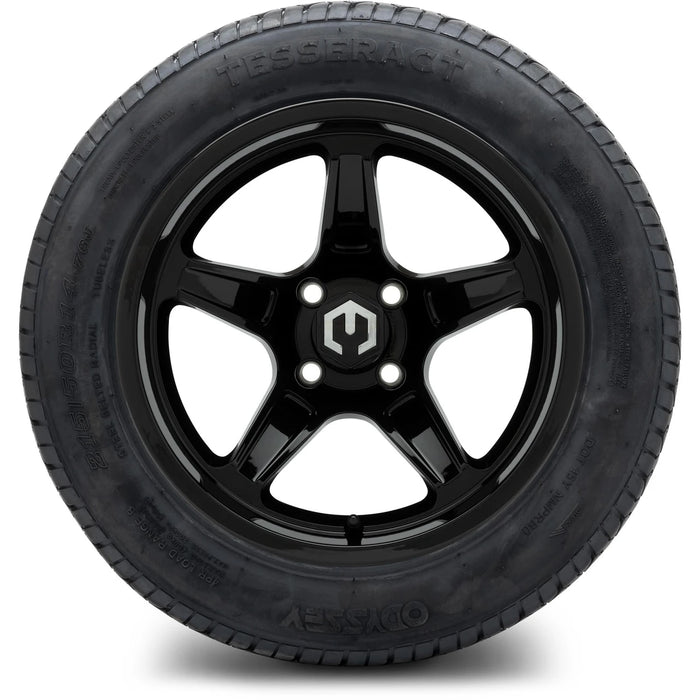 MODZ 14" Drift Glossy Black Wheels & Street Tires Combo