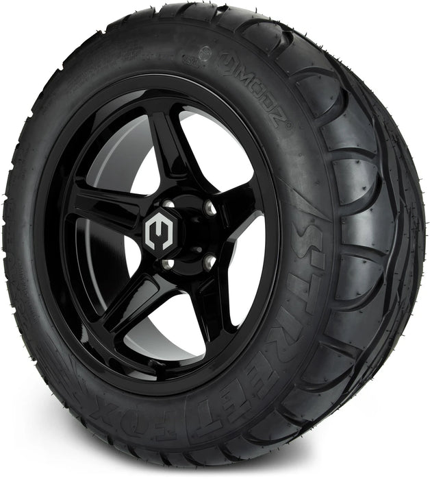 MODZ 14" Drift Glossy Black Wheels & Street Tires Combo