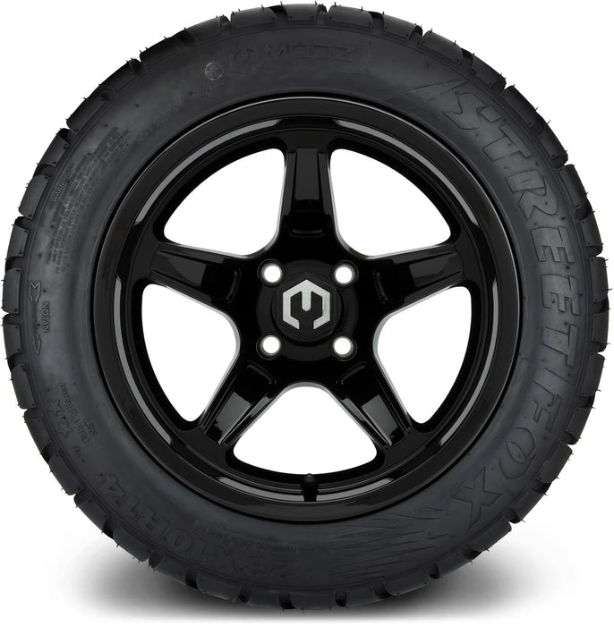 MODZ 14" Drift Glossy Black Wheels & Street Tires Combo