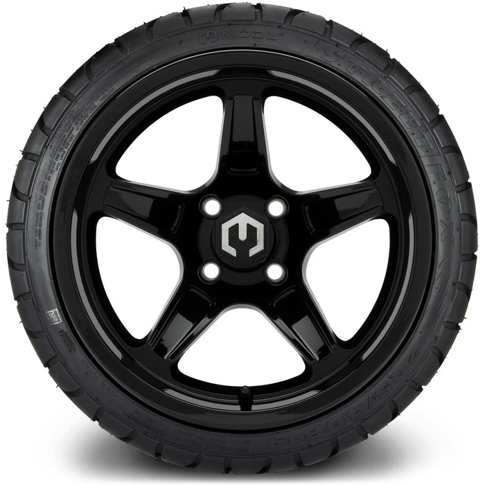 MODZ 14" Drift Glossy Black Wheels & Street Tires Combo