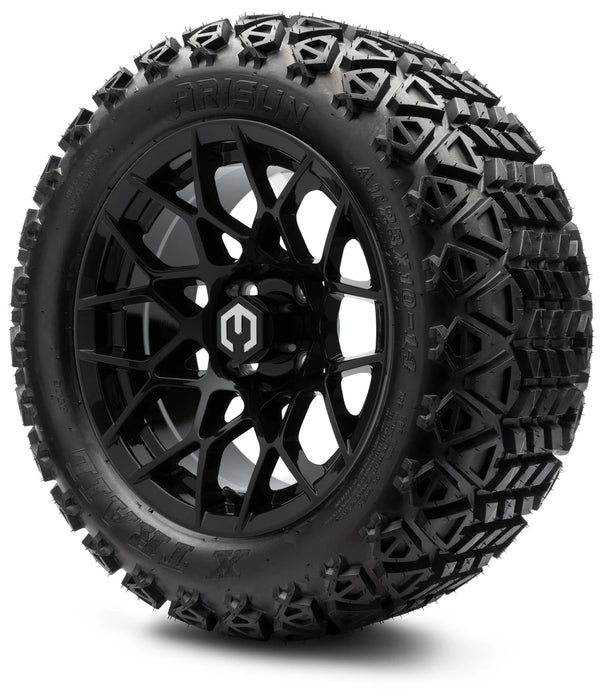 MODZ 14" Blitz Glossy Black Wheels & Off-Road Tires Combo