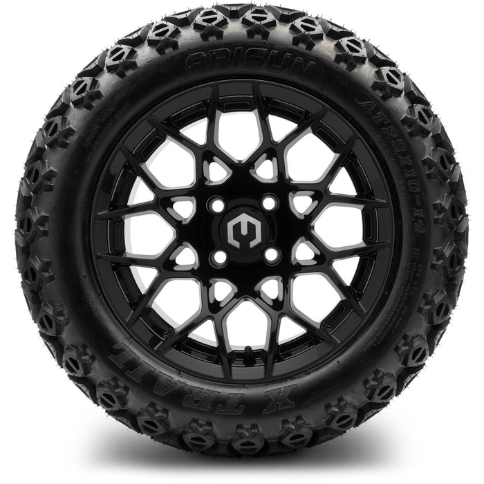 MODZ 14" Blitz Glossy Black Wheels & Off-Road Tires Combo