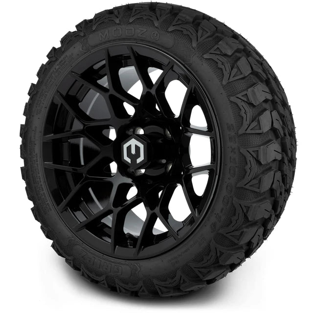 MODZ 14" Blitz Glossy Black Wheels & Off-Road Tires Combo