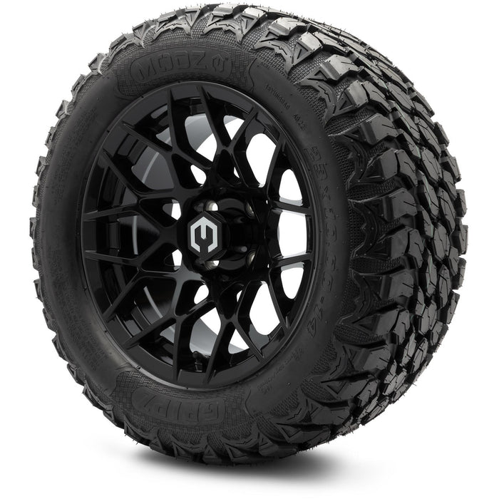 MODZ 14" Blitz Glossy Black Wheels & Off-Road Tires Combo