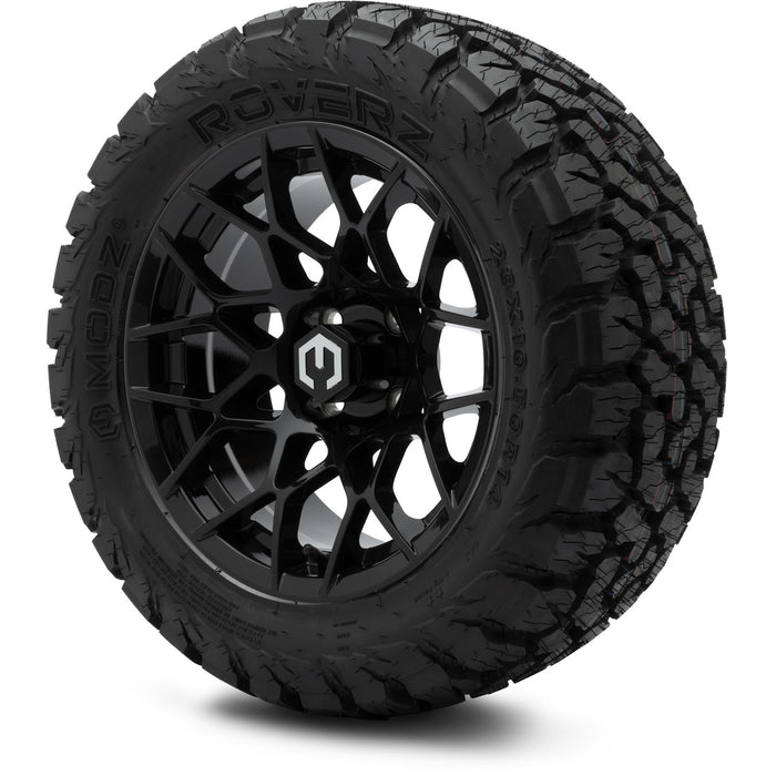MODZ 14" Blitz Glossy Black Wheels & Off-Road Tires Combo
