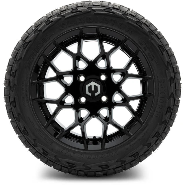 MODZ 14" Blitz Glossy Black Wheels & Off-Road Tires Combo