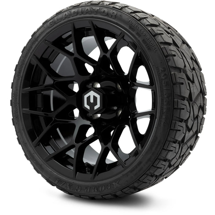 MODZ 14" Blitz Glossy Black Wheels & Off-Road Tires Combo