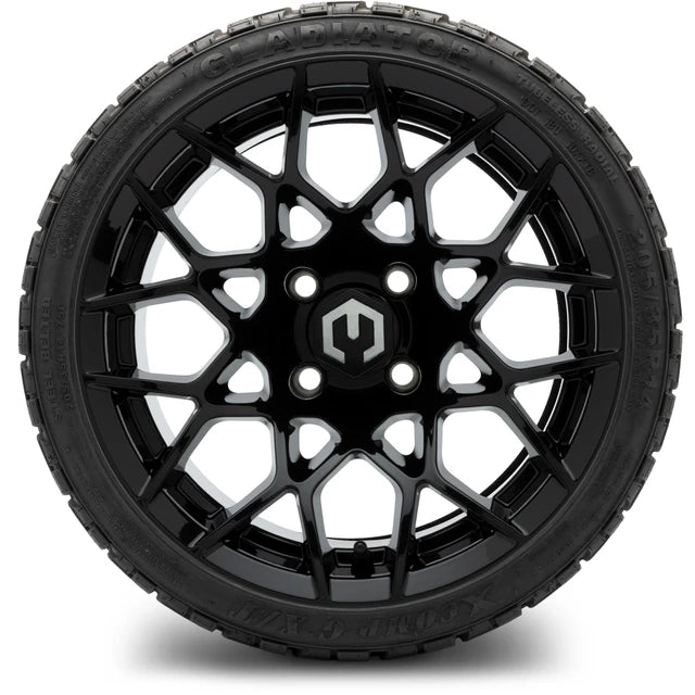 MODZ 14" Blitz Glossy Black Wheels & Off-Road Tires Combo