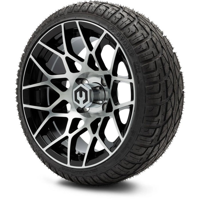 MODZ 14" Blitz Machined Black Wheels & Street Tires Combo