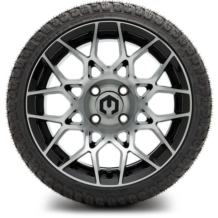 MODZ 14" Blitz Machined Black Wheels & Street Tires Combo