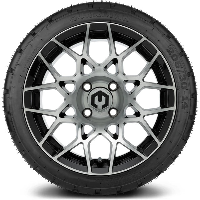 MODZ 14" Blitz Machined Black Wheels & Street Tires Combo