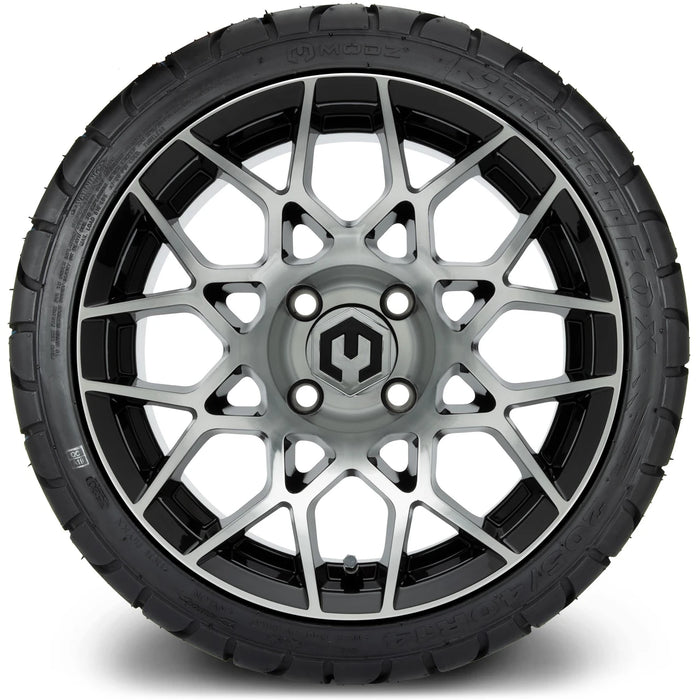 MODZ 14" Blitz Machined Black Wheels & Street Tires Combo