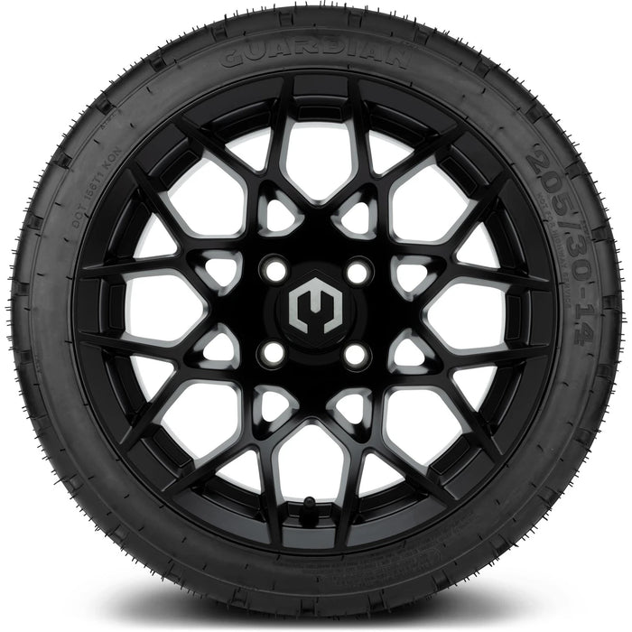 MODZ 14" Blitz Matte Black Wheels & Street Tires Combo