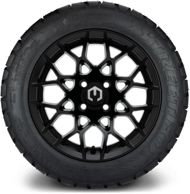 MODZ 14" Blitz Matte Black Wheels & Street Tires Combo