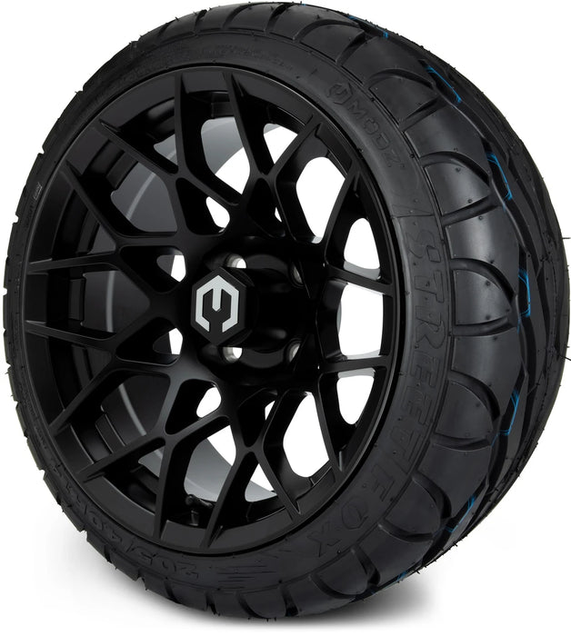 MODZ 14" Blitz Matte Black Wheels & Street Tires Combo