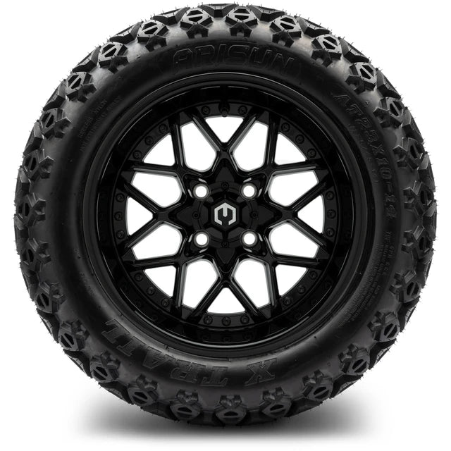 MODZ 14" Formula Glossy Black Wheels & Off-Road Tires Combo