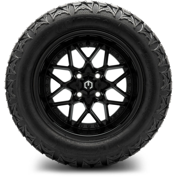 MODZ 14" Formula Glossy Black Wheels & Off-Road Tires Combo