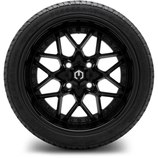 MODZ 14" Formula Glossy Black Wheels & Street Tires Combo