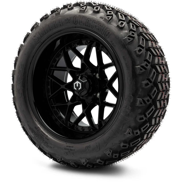 MODZ 14" Formula Glossy Black Wheels & Off-Road Tires Combo