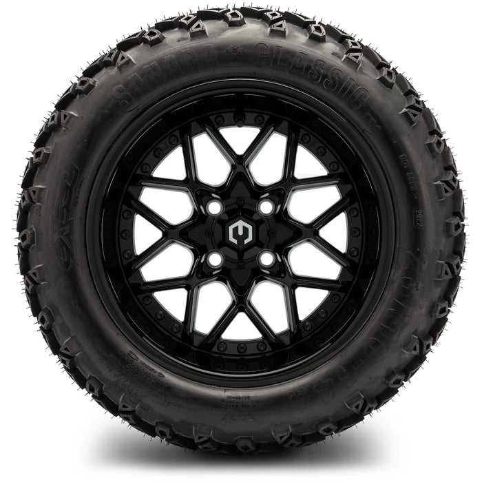 MODZ 14" Formula Glossy Black Wheels & Off-Road Tires Combo