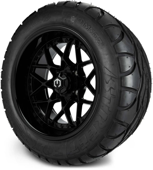 MODZ 14" Formula Glossy Black Wheels & Street Tires Combo