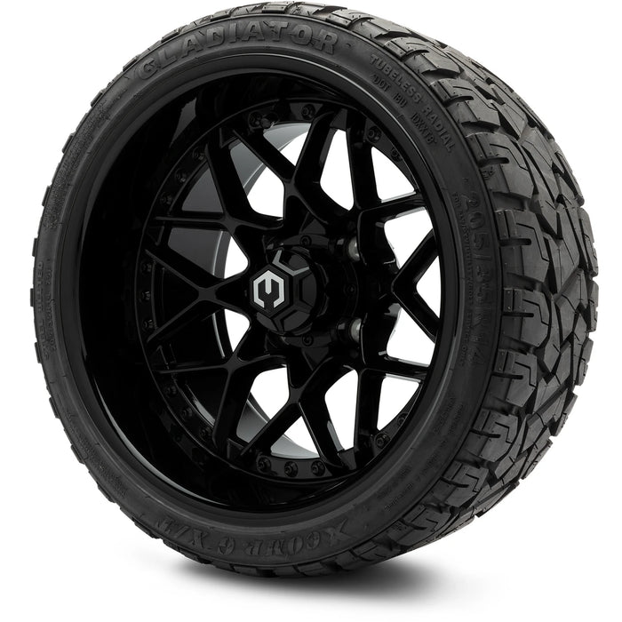 MODZ 14" Formula Glossy Black Wheels & Off-Road Tires Combo