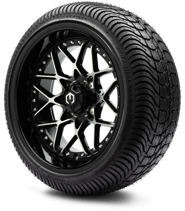MODZ 14" Formula Machined Black Wheels & Street Tires Combo