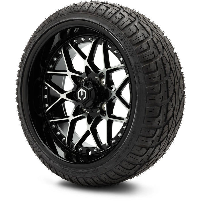 MODZ 14" Formula Machined Black Wheels & Street Tires Combo