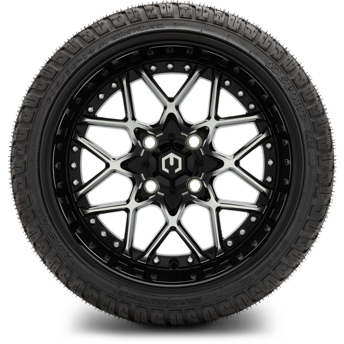 MODZ 14" Formula Machined Black Wheels & Street Tires Combo