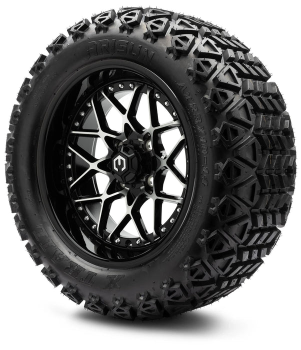 MODZ 14" Formula Machined Black Wheels & Off-Road Tires Combo