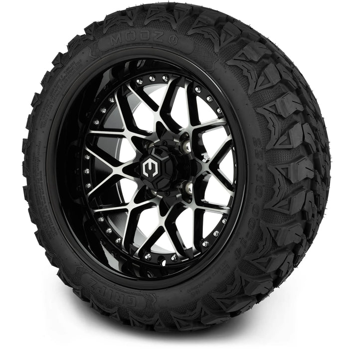 MODZ 14" Formula Machined Black Wheels & Off-Road Tires Combo