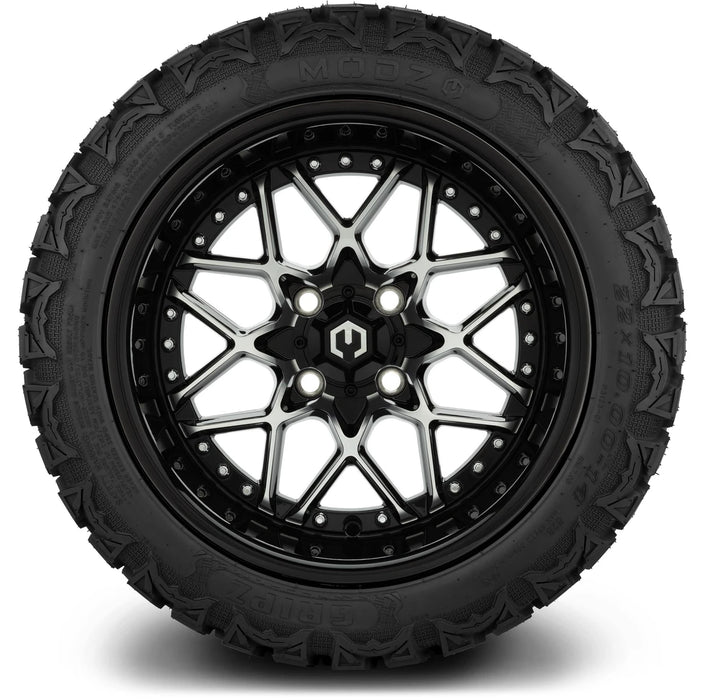 MODZ 14" Formula Machined Black Wheels & Off-Road Tires Combo