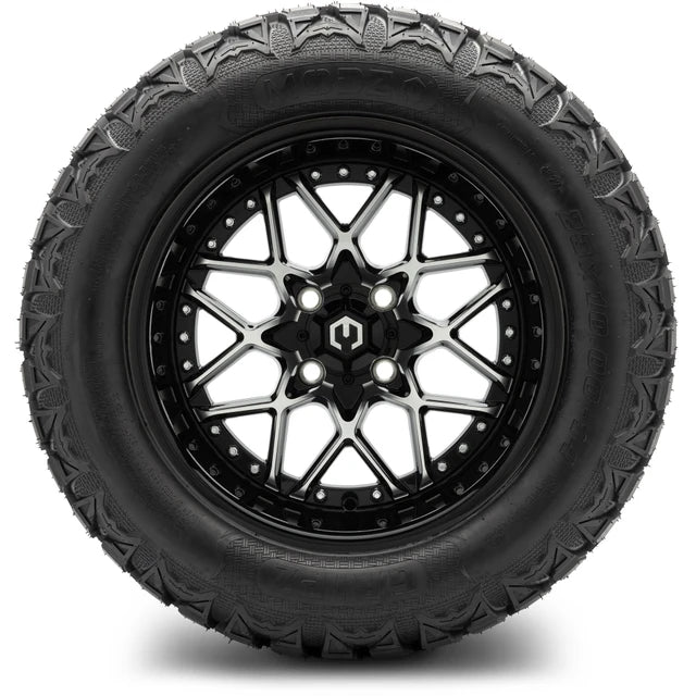 MODZ 14" Formula Machined Black Wheels & Off-Road Tires Combo
