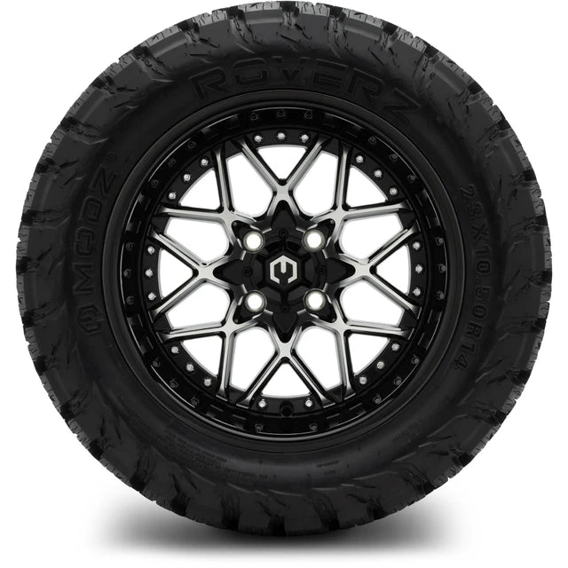 MODZ 14" Formula Machined Black Wheels & Off-Road Tires Combo