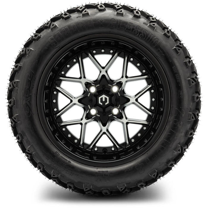 MODZ 14" Formula Machined Black Wheels & Off-Road Tires Combo