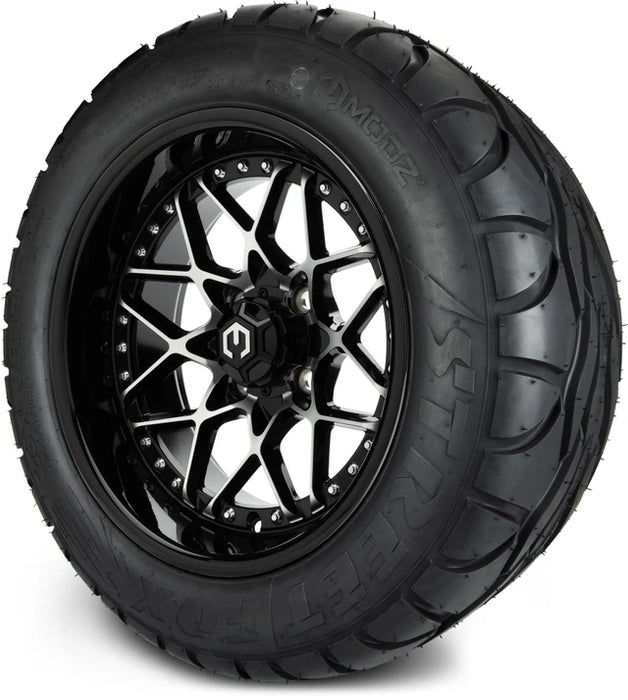 MODZ 14" Formula Machined Black Wheels & Street Tires Combo