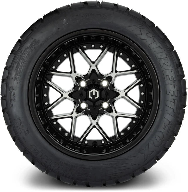 MODZ 14" Formula Machined Black Wheels & Street Tires Combo