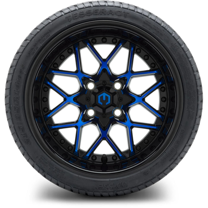 MODZ 14" Formula Blue and Black Wheels & Street Tires Combo