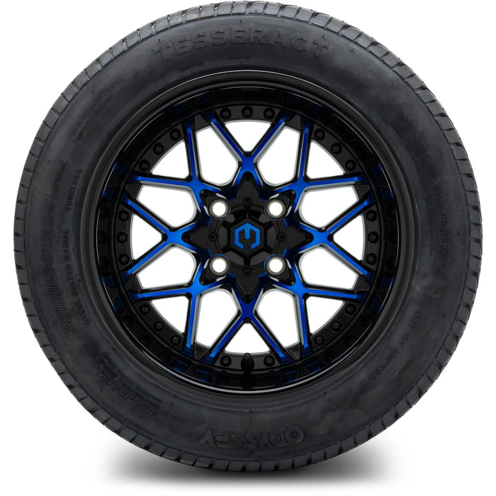 MODZ 14" Formula Blue and Black Wheels & Street Tires Combo