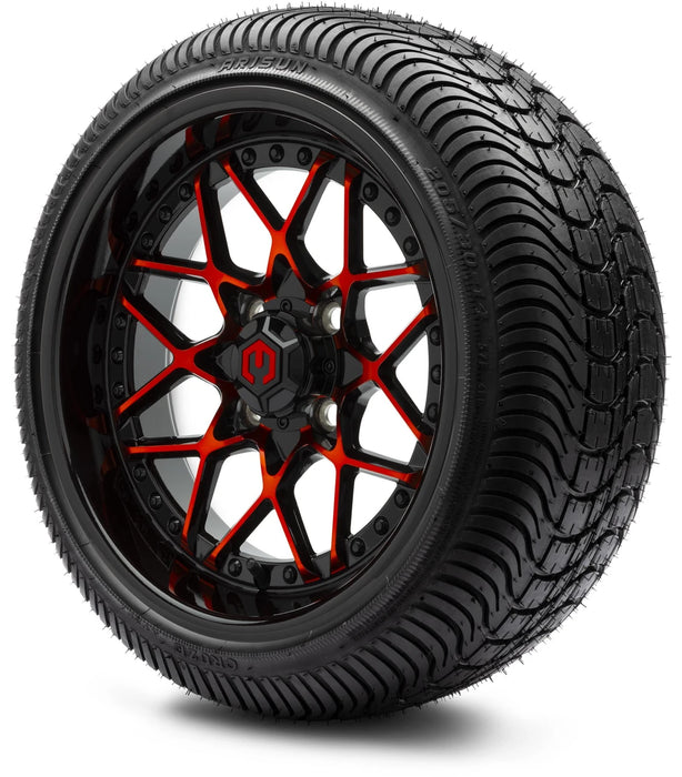 MODZ 14" Formula Red and Black Wheels & Street Tires Combo