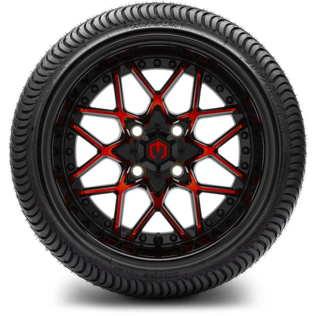 MODZ 14" Formula Red and Black Wheels & Street Tires Combo