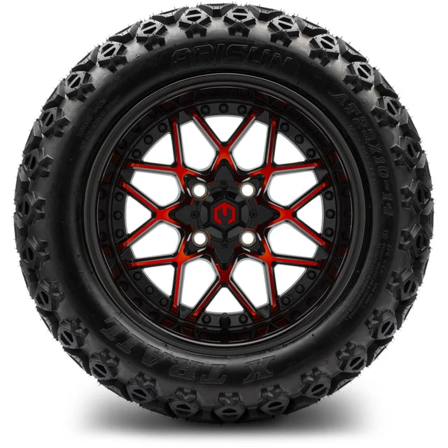 MODZ 14" Formula Red and Black Wheels & Off-Road Tires Combo