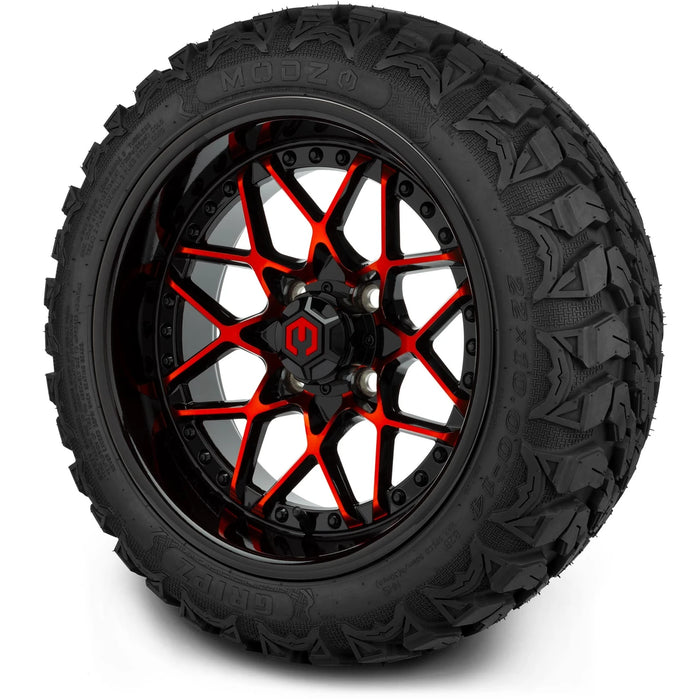 MODZ 14" Formula Red and Black Wheels & Off-Road Tires Combo