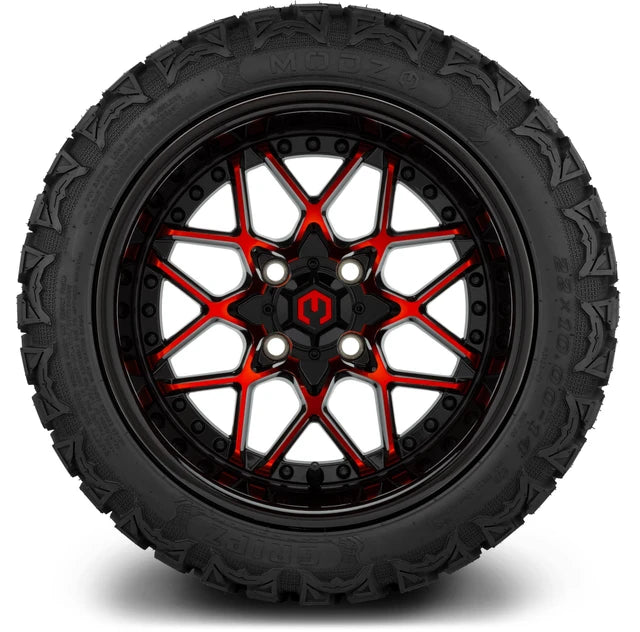 MODZ 14" Formula Red and Black Wheels & Off-Road Tires Combo