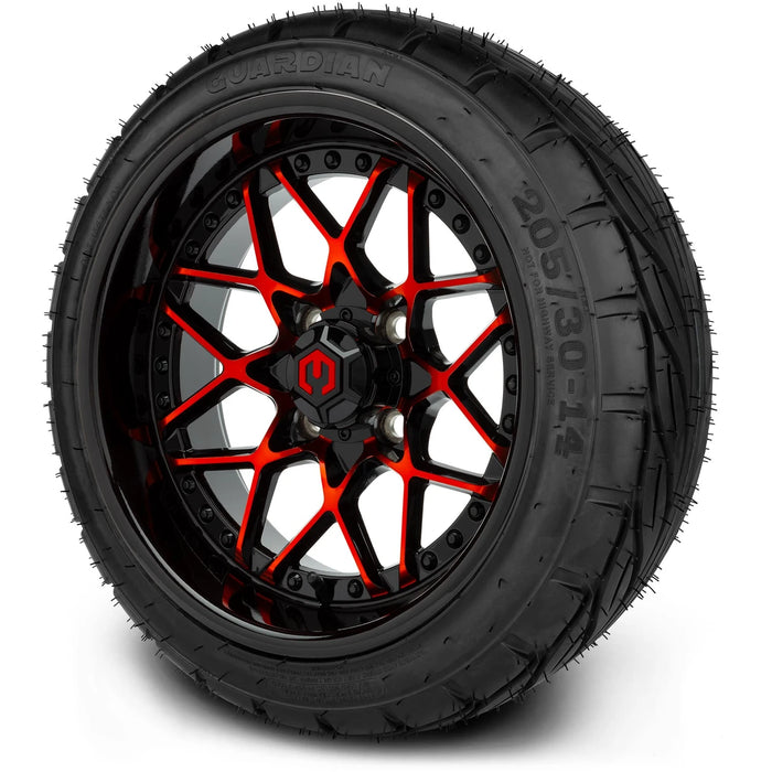 MODZ 14" Formula Red and Black Wheels & Street Tires Combo