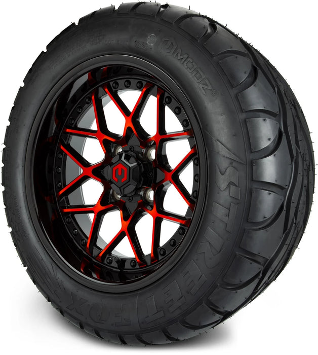 MODZ 14" Formula Red and Black Wheels & Street Tires Combo